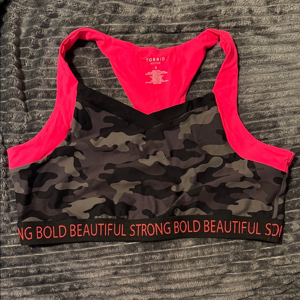 Torrid Camouflage Sports Bra - Black and Pink I120
